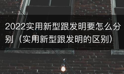2022实用新型跟发明要怎么分别（实用新型跟发明的区别）