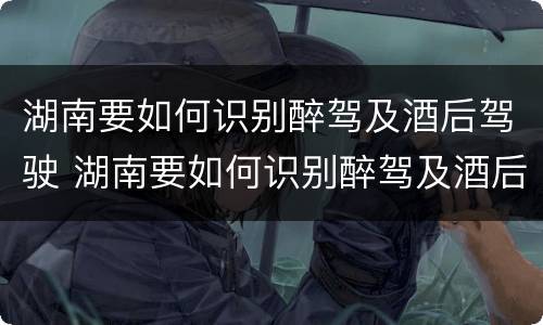 湖南要如何识别醉驾及酒后驾驶 湖南要如何识别醉驾及酒后驾驶人员