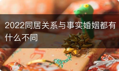 2022同居关系与事实婚姻都有什么不同