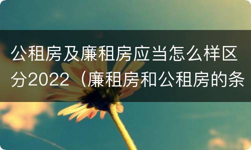 公租房及廉租房应当怎么样区分2022（廉租房和公租房的条件）