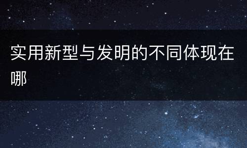 实用新型与发明的不同体现在哪