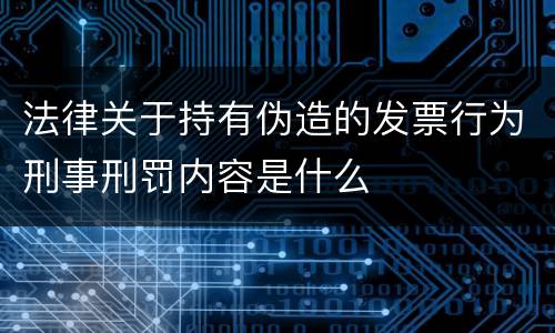法律关于持有伪造的发票行为刑事刑罚内容是什么