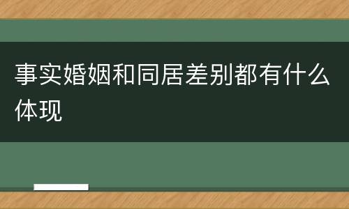 事实婚姻和同居差别都有什么体现