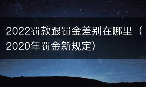 2022罚款跟罚金差别在哪里（2020年罚金新规定）