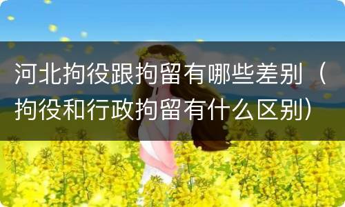 河北拘役跟拘留有哪些差别（拘役和行政拘留有什么区别）