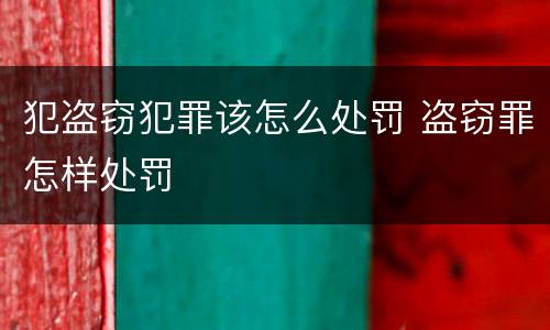 犯盗窃犯罪该怎么处罚 盗窃罪怎样处罚