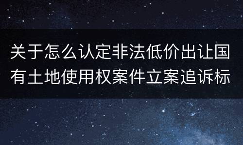 关于怎么认定非法低价出让国有土地使用权案件立案追诉标准