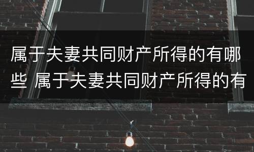 属于夫妻共同财产所得的有哪些 属于夫妻共同财产所得的有哪些项目