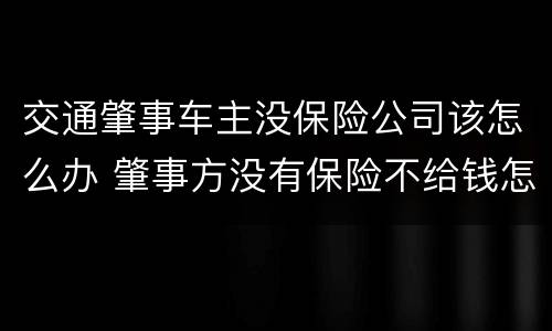 交通肇事车主没保险公司该怎么办 肇事方没有保险不给钱怎么办