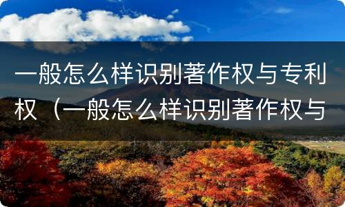 一般怎么样识别著作权与专利权（一般怎么样识别著作权与专利权的区别）