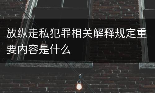 放纵走私犯罪相关解释规定重要内容是什么