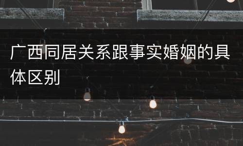 广西同居关系跟事实婚姻的具体区别