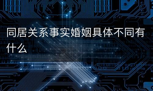 同居关系事实婚姻具体不同有什么