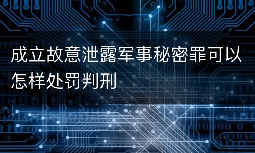 成立故意泄露军事秘密罪可以怎样处罚判刑