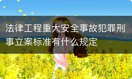 法律工程重大安全事故犯罪刑事立案标准有什么规定