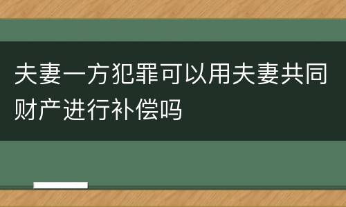 夫妻一方犯罪可以用夫妻共同财产进行补偿吗