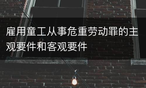 雇用童工从事危重劳动罪的主观要件和客观要件
