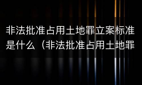 非法批准占用土地罪立案标准是什么（非法批准占用土地罪立案标准是什么样的）