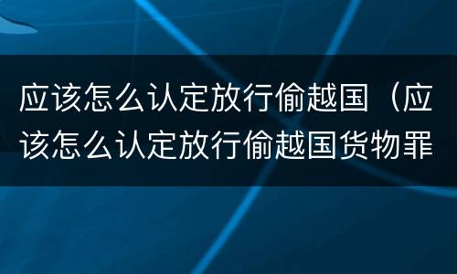 应该怎么认定放行偷越国（应该怎么认定放行偷越国货物罪）
