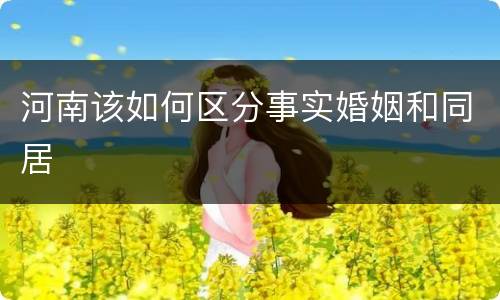 河南该如何区分事实婚姻和同居