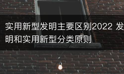 实用新型发明主要区别2022 发明和实用新型分类原则