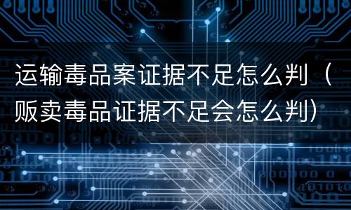 运输毒品案证据不足怎么判（贩卖毒品证据不足会怎么判）