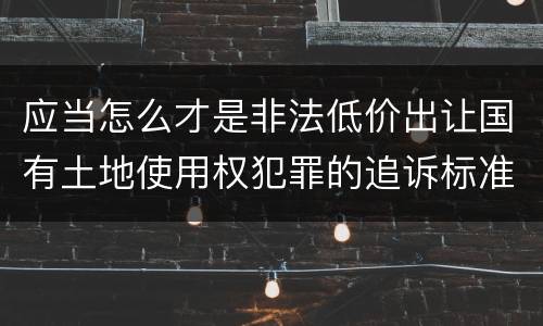 应当怎么才是非法低价出让国有土地使用权犯罪的追诉标准