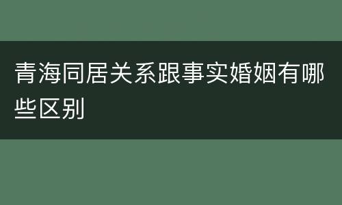 青海同居关系跟事实婚姻有哪些区别