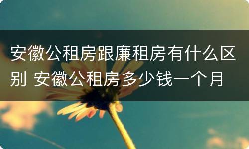 安徽公租房跟廉租房有什么区别 安徽公租房多少钱一个月