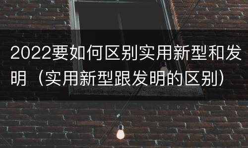 2022要如何区别实用新型和发明（实用新型跟发明的区别）