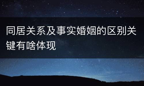 同居关系及事实婚姻的区别关键有啥体现