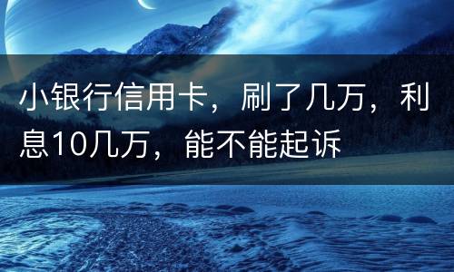 小银行信用卡，刷了几万，利息10几万，能不能起诉