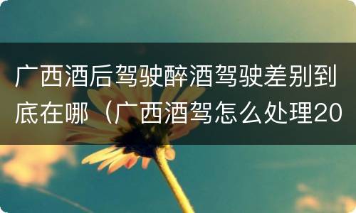 广西酒后驾驶醉酒驾驶差别到底在哪（广西酒驾怎么处理2020）