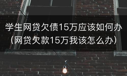 学生网贷欠债15万应该如何办（网贷欠款15万我该怎么办）