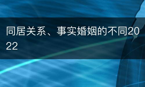 同居关系、事实婚姻的不同2022