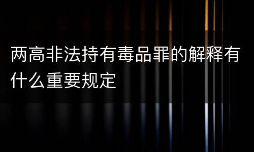 两高非法持有毒品罪的解释有什么重要规定