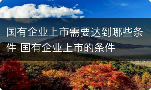 国有企业上市需要达到哪些条件 国有企业上市的条件