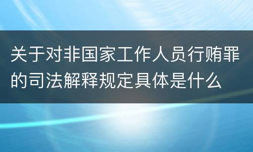 关于对非国家工作人员行贿罪的司法解释规定具体是什么