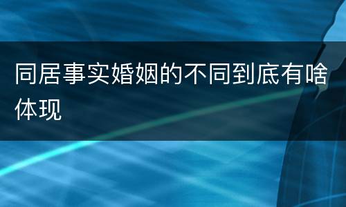 同居事实婚姻的不同到底有啥体现
