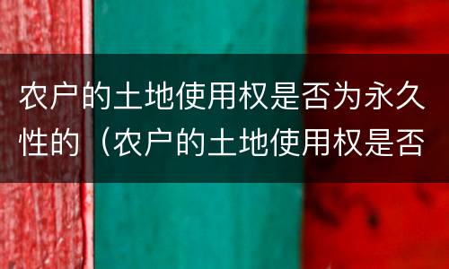 农户的土地使用权是否为永久性的（农户的土地使用权是否为永久性的土地）