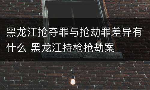 黑龙江抢夺罪与抢劫罪差异有什么 黑龙江持枪抢劫案