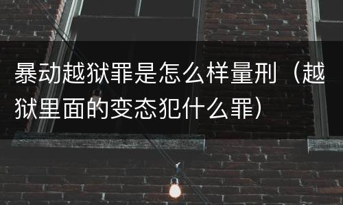 暴动越狱罪是怎么样量刑（越狱里面的变态犯什么罪）