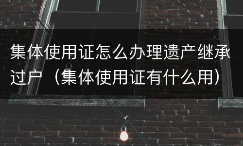 集体使用证怎么办理遗产继承过户（集体使用证有什么用）