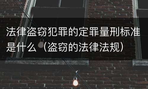 法律盗窃犯罪的定罪量刑标准是什么（盗窃的法律法规）