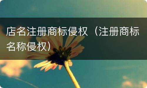 店名注册商标侵权（注册商标名称侵权）