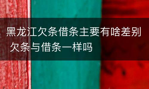 黑龙江欠条借条主要有啥差别 欠条与借条一样吗