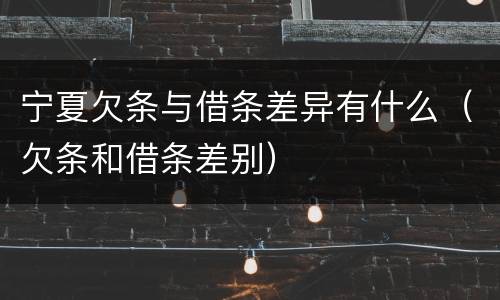 宁夏欠条与借条差异有什么（欠条和借条差别）