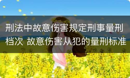 刑法中故意伤害规定刑事量刑档次 故意伤害从犯的量刑标准