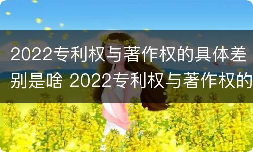 2022专利权与著作权的具体差别是啥 2022专利权与著作权的具体差别是啥呢