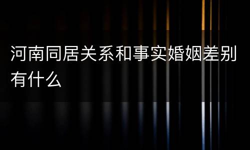 河南同居关系和事实婚姻差别有什么